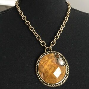 Handcrafted Burnished Gold 3D Pendant Necklace